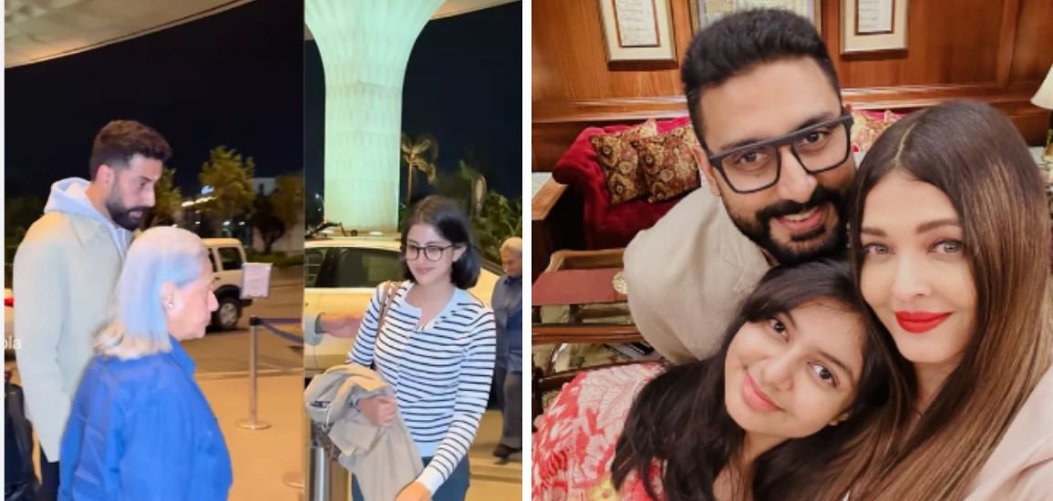 Abhishek Bachchan Travel With Jaya Bachchan and Niece Navya; Aishwarya Rai Absent.