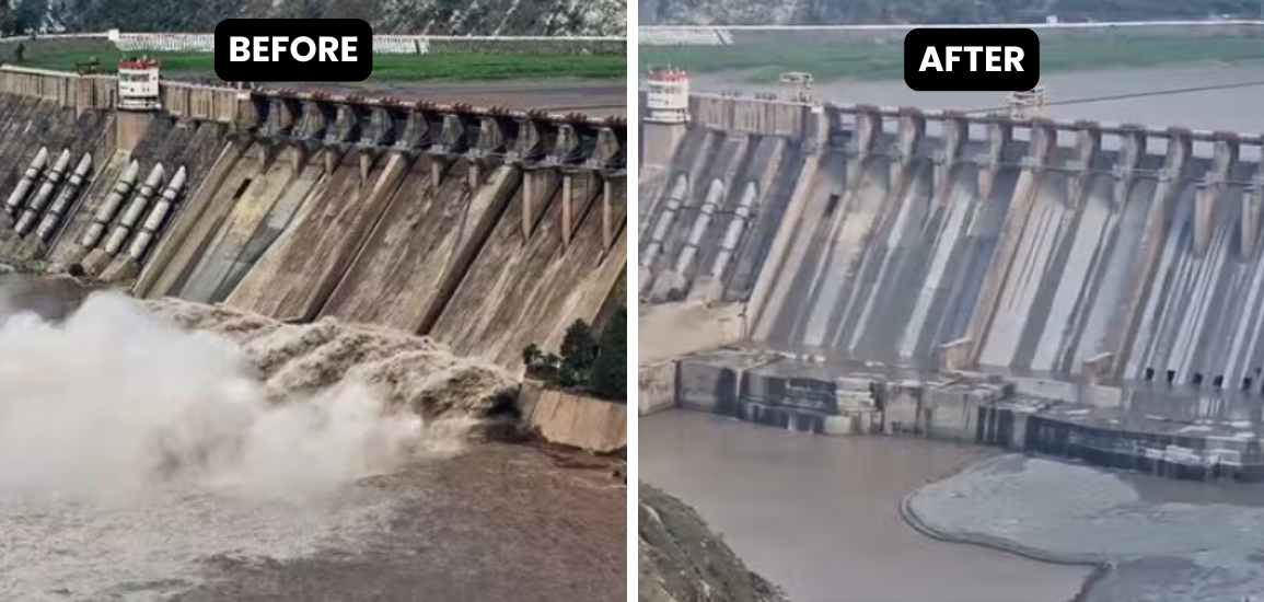 India Chenab River Dam Water Flow for Pakistan