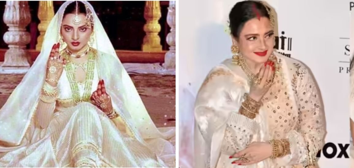 Rekha Stuns in Gold at ‘Umrao Jaan’ Screening, Channels Timeless Elegance